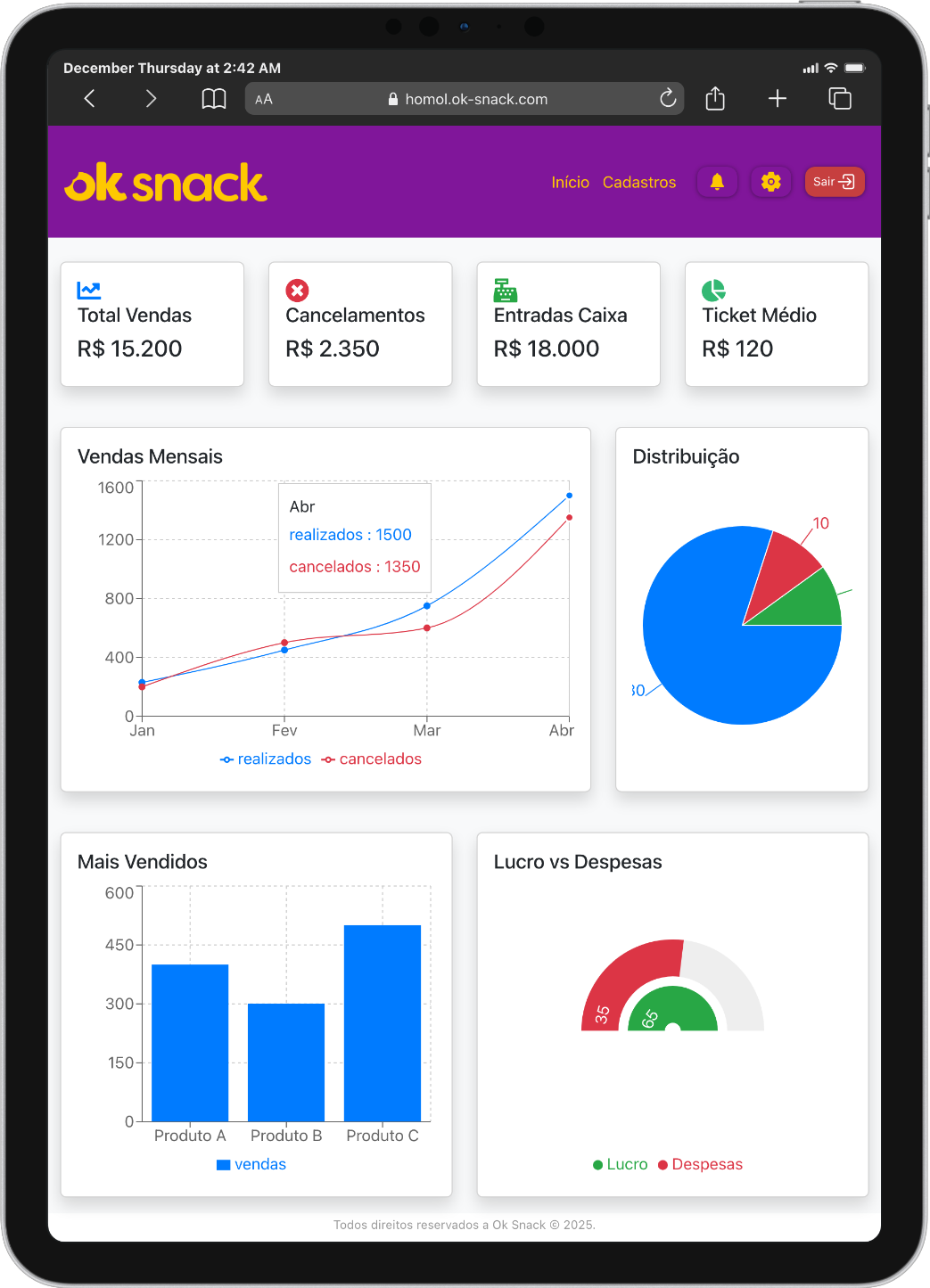 Dashboard no iPad
